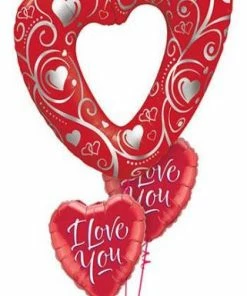 Funtastic Balloon Creations Love & Romance Red Valentine Hearts Bouquet (1 Giant Heart, 2 Foil Hearts)