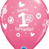 Funtastic Balloon Creations Single Latex Balloons 1st Birthday Circle Hearts – Girl