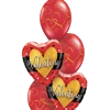 Funtastic Balloon Creations Red & Gold Valentine Bouquet (2 Foils, 3 Latex)