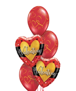 Funtastic Balloon Creations Red & Gold Valentine Bouquet (2 Foils, 3 Latex)
