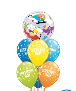 Funtastic Balloon Creations Fly High, Birthday Boy Bouquet (1 Bubble, 6 Latex)