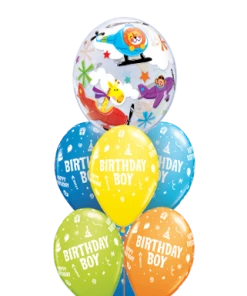 Funtastic Balloon Creations Fly High, Birthday Boy Bouquet (1 Bubble, 6 Latex)