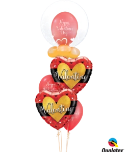 Funtastic Balloon Creations Love & Romance Heart Of Gold Valentine (1 Deco Bubble, 2 Foil Hearts, 7 Latex)