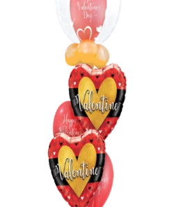 Funtastic Balloon Creations Love & Romance Heart Of Gold Valentine (1 Deco Bubble, 2 Foil Hearts, 7 Latex)
