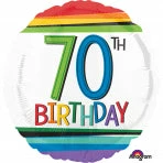 Funtastic Balloon Creations Colorful Stripe 70th Birthday Single Foils