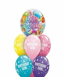 Funtastic Balloon Creations Birthday Girl Surprise (1 Bubble, 6 Latex)