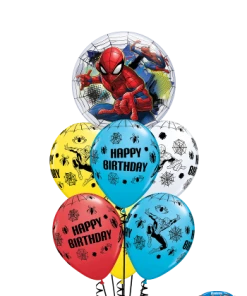 Funtastic Balloon Creations Spiderman Birthday Bubble Bouquet (1 Bubble, 6 Latex)