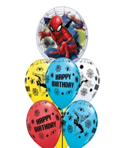 Funtastic Balloon Creations Spiderman Birthday Bubble Bouquet (1 Bubble, 6 Latex)