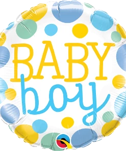 Funtastic Balloon Creations Single Foils Baby Boy Dots