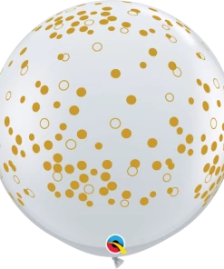 Funtastic Balloon Creations 3' DIAMOND CLEAR CONFETTI DOTS AROUND BALLOON