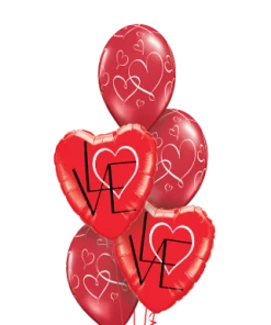 Funtastic Balloon Creations Red Hot Love Bouquet (2 Foil, 3 Latex) Love & Romance