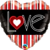 Funtastic Balloon Creations Single Foils L(Heart)VE Red Stripes
