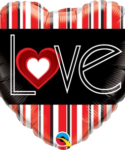 Funtastic Balloon Creations Single Foils L(Heart)VE Red Stripes