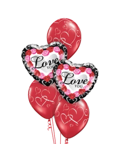 Funtastic Balloon Creations Romantic Pink & Red Roses Valentine Frame (2 Foil Hearts, 3 Latex)