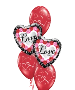 Funtastic Balloon Creations Romantic Pink & Red Roses Valentine Frame (2 Foil Hearts, 3 Latex)