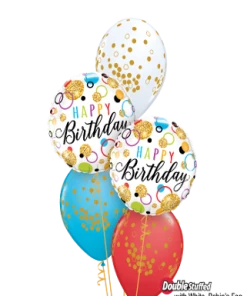 Funtastic Balloon Creations Glitter Birthday Dots Bouquet (2 Foils, 3 Latex)