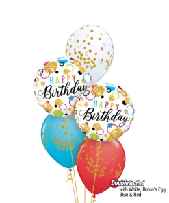 Funtastic Balloon Creations Glitter Birthday Dots Bouquet (2 Foils, 3 Latex)