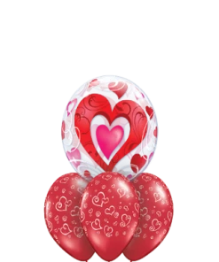 Funtastic Balloon Creations Red Hearts & Filigree Bubble Layer (1 Bubble, 3 Latex) Love & Romance