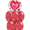 Funtastic Balloon Creations Red Hearts & Filigree Bubble (1 Bubble, 6 Latex) Love & Romance