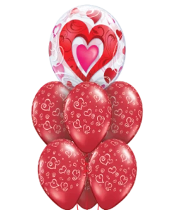 Funtastic Balloon Creations Red Hearts & Filigree Bubble (1 Bubble, 6 Latex) Love & Romance