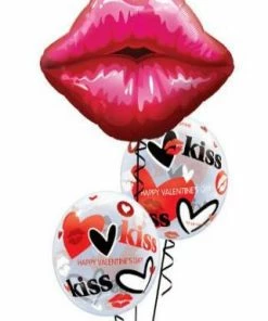 Funtastic Balloon Creations Love & Romance Kissey Valentine's Day Lips (1 Large Lips, 2 Bubbles)