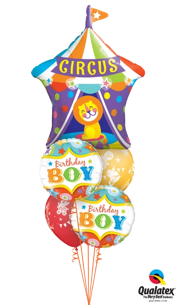 Funtastic Balloon Creations Birthday Boy Circus Bouquet (1 Giant Circus Tent, 2 Foil, 2 Latex) 4 Funtastic Balloon Creations Birthday Boy Circus Bouquet (1 Giant Circus Tent, 2 Foil, 2 Latex)