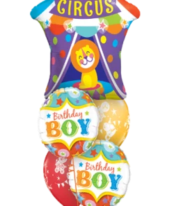 Funtastic Balloon Creations Birthday Boy Circus Bouquet (1 Giant Circus Tent, 2 Foil, 2 Latex)