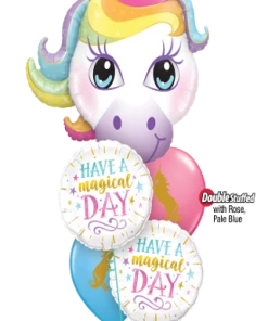 Funtastic Balloon Creations Magical Day Birthday Double Stuffed Latex Bouquet (1 Large Unicorn, 2 Foils, 2 Double Stuffed Latex)