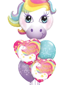 Funtastic Balloon Creations Sparkling Stars & Rainbows ( 1 Large Unicorn, 2 Foil Hearts, 2 Latex) Birthday