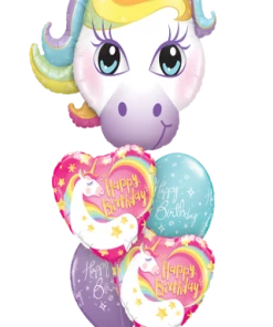 Funtastic Balloon Creations Sparkling Stars & Rainbows ( 1 Large Unicorn, 2 Foil Hearts, 2 Latex) Birthday