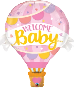 Funtastic Balloon Creations Welcome Baby Hot Air Pink Balloon Single Foils