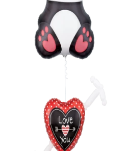 Funtastic Balloon Creations Love & Romance Black, White And Cute All Over (1 Large Foil, 1 Foil Heart, 20 Latex)