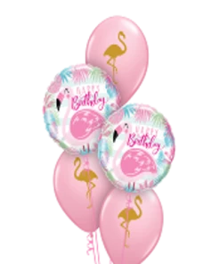 Funtastic Balloon Creations Pink Flamingo Birthday Bouquet (2 Foils, 3 Latex)