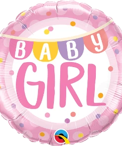 Funtastic Balloon Creations Single Foils Baby Girl Banner And Dots