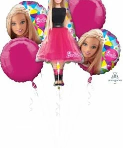 Funtastic Balloon Creations Barbie Balloon Bouquet Kit (5 Mylar Balloons) Birthday