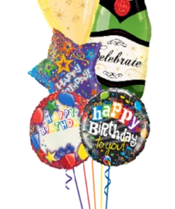 Funtastic Balloon Creations Personalized Birthday Bubbly Bouquet (5 Foil Balloons)