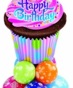 Funtastic Balloon Creations Birthday Cupcake Super ( 1 Giant Cupcake, 8 Latex)