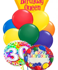 Funtastic Balloon Creations Birthday Queen Bouquet Name & Optional Age (3 Foils, 9 Latex)