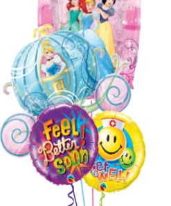 Funtastic Balloon Creations Princess Castle & Carriage Get Well Bouquet (4 Foils)