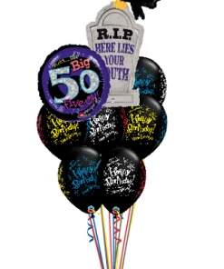 Funtastic Balloon Creations Custom Birthday Buzzard Bouquet (1Large Foil, 1 Foil, 12 Latex)