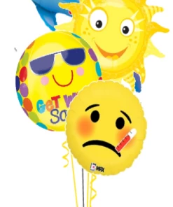 Funtastic Balloon Creations Dolphin And Smiling Sun Get Well Bouquet (4 Foils)