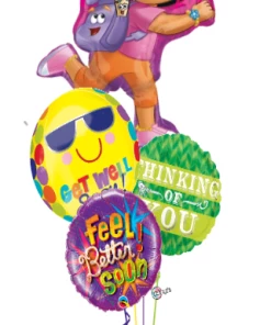 Funtastic Balloon Creations Dora Get Well Bouquet (4 Foils)