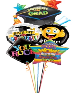 Funtastic Balloon Creations Grad Hat Foil Assortment Grad Bouquet (5 Foils)
