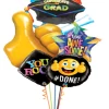 Funtastic Balloon Creations Thumbs Up & Grad Cap Foil Bouquet (5 Foils)
