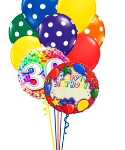 Funtastic Balloon Creations Birthday Bouquet Name & Optional Age (2 Foils, 10 Latex)