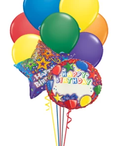 Funtastic Balloon Creations Birthday Balloon Bouquet Custom Name (2 Foil, 10 Latex)