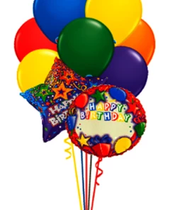 Funtastic Balloon Creations Birthday Balloon Bouquet Custom Name (2 Foil, 10 Latex)