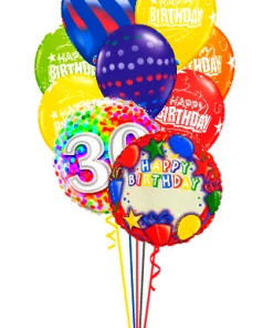 Funtastic Balloon Creations Birthday Bouquet Name & Optional Age (2 Foil & 10 Latex)