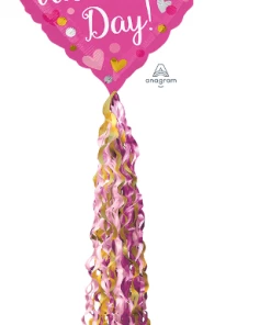Funtastic Balloon Creations Love & Romance Happy Valentine’s Day Pink, Silver & Gold Airwalker