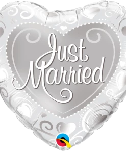Funtastic Balloon Creations Just Married Heart Single Foils